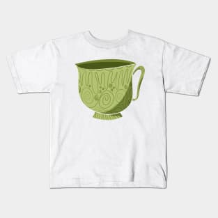 Stylized Green Teacup Kids T-Shirt